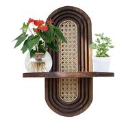 Genérico Estanterías Flotantes de Rattan - Estante Rincón Bohemio - Repisa Decorativa para Plantas En Maceta Macetas Coleccionables Organizador Jardín Soporte