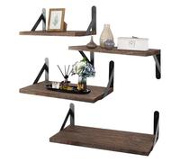 Generico Estantes colgantes de madera - Soportes metálicos | Juego de estantes de pared rústicos | Ideal para macetas de plantas, figuras, vasos, artículos de tocador en el dormitorio, salón, cocina