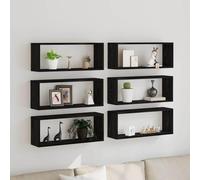 Genérico Estantes de Pared con Estante 6 pcs Roble Negro 60 x 15 x 23 cm,Estanterías,Estantes y estanterías-862647