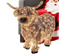 Generico Estatua 3D Glowing Highland Cow | 13.5x7.4x11 Inch, Resin, Light Up | Outdoor Garden Decor, Solar Or Battery | Farmhouse Porch Lawn Ornament, Night Light For Patio Yard