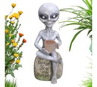 Genérico Estatua de Alien Solar - Figura de Resina de Tamaño Pequeño para Paisaje,Estatua Solar Decorativa para Exterior Halloween Casa Embrujada Coleccion Ciencia Ficcion Jardin Balcon Patio