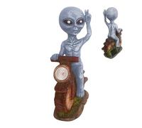 Genérico Estatua de Alien Solar,Figura de Resina de Tamaño Pequeño para Paisaje | Estatua Solar Decorativa para Exterior Halloween Casa Embrujada Coleccion Ciencia Ficcion Jardin Balcon Patio