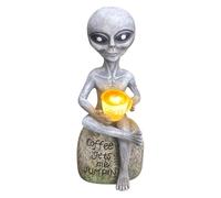 Genérico Estatua de Alien Solar | Figura de Resina de Tamaño Pequeño para Paisaje | Figura de Ciencia Ficción con Luz Solar para Jardín, Patio, Balcón y Decoración Halloween de Casas Encantadas