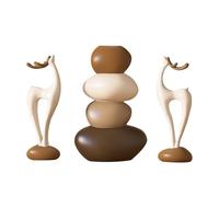 Genérico Estatua de Ciervo Moderna y jarrón de Piedra apilada, de Animal, Adorno de Escritorio, coleccionables para decoración del hogar, estatuas de Renos para decoración del hogar