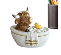 Genérico Estatua De - Decoraciones De De Resina Portátiles, Estatuilla De Ganado De Granja con Tema De Baño para El Hogar | Estatuilla De Animales De Las Tierras Altas para El Día De San Valentín, Do