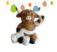 Genérico Estatua De - Decoraciones De De Resina Portátiles, Estatuilla De Ganado De Granja con Tema De Baño para El Hogar | Estatuilla De Animales De Las Tierras Altas para El Día De San Valentín, Do