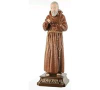 Generico Estatua de escultura mediana de San Padre Pío de piedra de 16 cm de altura en resina porcelánica marrón con detalles dorados Made in Italy ST105/16SM