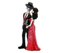 Generico Estatua de esqueleto - Estatua de resina de calaveras de Halloween, decoración de pareja de esqueletos novios, para jardín, patio, estanque, porche, casa, mesa, estantería y chimeneas