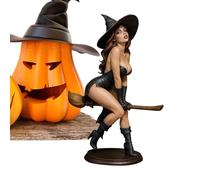 Genérico Estatua de : Figura de Escoba voladora de 10 Pulgadas, Escultura de Resina gótica Oscura, Obra de Arte Detallada, de inspiración Vintage | Acento de exhibición de Halloween para Mesa, Esta