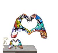 Genérico Estatua de Gesto de Amor - Escultura de Mesa con corazón de Dedo de 18,5x8x12,5 cm, decoración de estatuilla de Mano de Amor, artesanía de Resina Colorida Moderna | de estantería Usos de