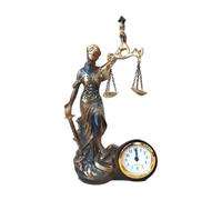 Genérico Estatua de la Justicia | Escultura de oficina de resina con reloj - Artesanía decorativa - Pieza decorativa versátil para biblioteca, cómoda, sala de estar, dormitorio