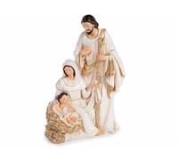 Generico Estatua de la Sagrada Familia de resina blanca y dorada - Natividad con María José y Niño Jesús - Decoración navideña para belén moderno - Idea regalo religiosa - 13 cm