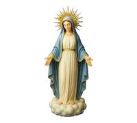 Generico Estatua de la Virgen María, estatua de escritorio religioso - Escultura decorativa de resina para mesa de estantería de escaparate vitrina meditación de alféizar espacio