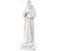 Generico Estatua escultura gigante San Padre Pío de piedra 31 de altura en resina porcelánica blanca con detalles dorados Made in Italy ST105/31B