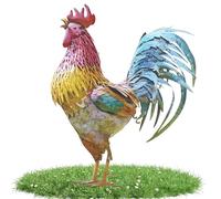 Genérico Estatua Gallo Metal - Escultura Gallina Exterior | Figura Animal | Gallos De Pie Figurita | Decoración Jardín, 30cm, Pintado A Mano, Gallo Metálico Colorido, Decoración Porche
