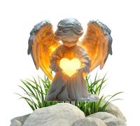 Genérico Estatua Hadã - Estaca Jardín Ángel Acrílico | Decoración Mini Jardín | Soporte Corazón Angelical Exterior | Ornamento Rezo Haďas Patio | Figura Plana 2D Impermeable Césped
