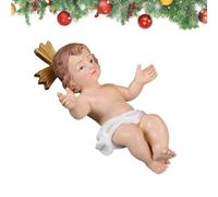 Genérico Estatua Pesebre Coleccionable Resina Niño Jesús con Cuna de Paja | Figuras Belén Para Estante Libros Chimenea Repisa Estantería Centro de Mesa Do