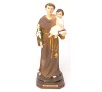 Genérico Estatua Religiosa San Antonio, Figura Decorativa en Resina Marrón con Base, 13 cm, Artesanía Devocional para Hogar
