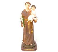 Genérico Estatua Religiosa San Antonio, Figura Decorativa en Resina Marrón con Base, 21 cm, Artesanía Devocional para Hogar