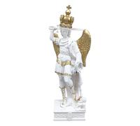 Generico Estatua San Miguel Arcángel, resina blanca y dorada, 21 o 26 cm, fabricada en Italia (21 cm)
