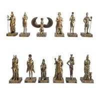 Genérico Estatuas Coleccionables de los Dioses del Antiguo Egipto - Set de 12 Piezas en Resina Pintada a Mano, Decoración para Altar/Hogar/Oficina, Regalo de Mitología Egipcia