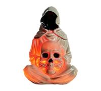 Genérico Estatuas de Halloween | Calavera de la Muerte en Resina con Luz | Decoraciones Halloween Interior | para estudio dormitorio oficina escritorio estantería entrada y mesita noche