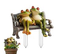 Genérico Estatuas De Rana para Jardín - Escultura de Banco con Pareja de Ranas,Escultura Plana Acrílica Decorativa para Exterior e Interior Estantería Patio Porche