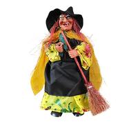 Generico Estatuilla de bruja - Decoración Halloween Bruja | Figura clásica con escoba para chimenea Decoraciones Casa Bruja Porche Fiesta Escena Cementerio