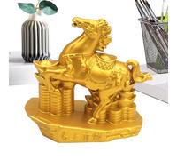 Genérico Estatuilla de Caballo | Figura animal dorado de metal para la prosperidad,Decoración de oficina | Para exhibir en Escritorio Estantería Chimenea Biblioteca Mesa