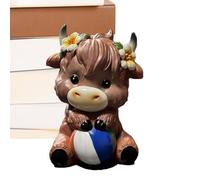 Generico Estatuilla Highland Cow, estatua de resina vacía Highland, animales lindos para jardín estacional dormitorio escritorio estante mesa cocina baño