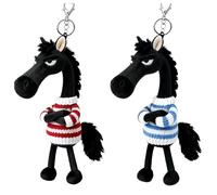 Genérico Este Nuevo Juego de Dos muñecos de Pony de Peluche de 18 cm, Vestidos con Hermosa Ropa y equipados con llaveros, Decorar Bolsos, Peluches, muñecas y Regalos.