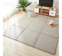 Genérico Estera De Piso Japonesa Plegable, Alfombrilla De Ratán Transpirable, Tatami Suelo, Sala De Estar Dormitorio para Dormir Meditación De Rastreo(Style I,120x120cm(4 Pieces))
