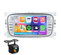 Genérico Estéreo Android 14 para Ford Focus 2004-2013 con Carplay inalámbrico y Android Auto Radio con BT WiFi FM RDS GPS por satélite SWC AHD cámara de Respaldo micrófono (Plateado S-4 (4G + 64G))