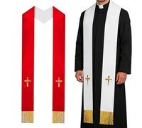 Genérico Estola Clerical,Con Borlas y Reversible Suministros Tradicionales para la Iglesia - Bufanda Estola para Servicios Eclesiásticos - para Bodas Bautizos y Funerales