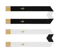 Genérico Estola Sacerdotal - Poliéster 13x135 Cm | Bordado Doble Cara Con Borlas | Suministros De Iglesia Para Ministros Y Sacerdotes | Ideal para Boda, Bautismo Y Funeral, negro y ., Se