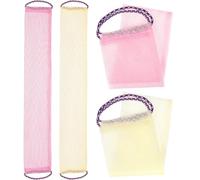 Genérico Estropajo Exfoliante Espalda 4 Piezas Toallas de Baño Exfoliantes de Nailon Tiras Largas 14X75 CM Rosa y Beige Paños de Ducha para Limpieza Profunda y Cuidado Corporal