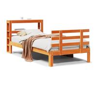 Genérico Estructura Cama con cabecero Madera Pino marrón Cera 100x200 cm,Mobiliario,Camas y Accesorios,Camas y somieres-3306128