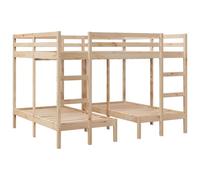 Genérico Estructura de litera Triple Madera de Pino 160x200/80x160 cm,Mobiliario,Camas y Accesorios,Camas y somieres-3308580