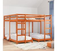 Genérico Estructura de litera Triple Marrón Cera 200 x 200 cm,Mobiliario,Camas y Accesorios,Camas y somieres-3414560