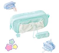 Genérico Estuche con CordóN De Gran Capacidad, Serie Star, con DiseñO De Estrellas, Bonito Estuche con CordóN, Kawaii, Impermeable, Suave, para Estudiantes (Verde)