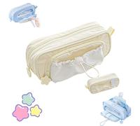 Genérico Estuche con CordóN De Gran Capacidad, Serie Star, con DiseñO De Estrellas, Bonito Estuche con CordóN, Kawaii, Impermeable, Suave, para Estudiantes (Amarillo)