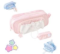 Genérico Estuche con CordóN De Gran Capacidad, Serie Star, con DiseñO De Estrellas, Bonito Estuche con CordóN, Kawaii, Impermeable, Suave, para Estudiantes (Rosa)