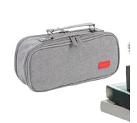 Generico Estuche con cremallera - Estuche de 9 pulgadas y 9 pulgadas para suministros escolares, almacenamiento de maquillaje con función de múltiples bolsillos, Gris, Fare riferimento alla