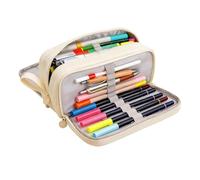Generico Estuche de gran capacidad - terciopelo acanalado suave bolsa 3 compartimentos apertura amplia | Organizador multifunción bolígrafos mango | Estético material escolar niñas niños escuela