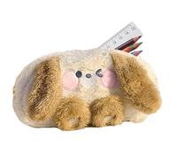 Generico Estuche de peluche para lápices con bolsa con cremallera, bolsa de lápices portátil para papelería, pinceles, gomas de maquillaje, lápices, beige, riferimento alla descrizione,