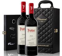 Genérico Estuche de Vino Elegante para Regalo con Dos Botellas de Vino y Set de 4 Accesorios (Ribera, Protos Roble)