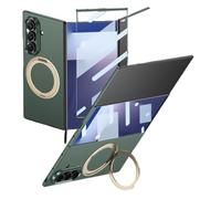 Genérico Estuche magnético Giratorio de Carga inalámbrica for Galaxy Z Trifold con película Protectora templada(Gold Green)