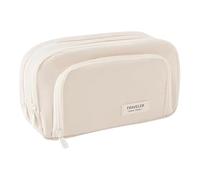 Genérico Estuche para lápices de 7 cm para útiles Escolares, Bolsa de Maquillaje con Gran Capacidad, Organizador de papelería para jardín de Infantes, Uso Diario, Tela Tejida, Color Crema y Verde.