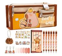 Genérico Estuche para Lápices de Estudio - Set de Materiales Escolares con Capibara,Estuche Capibara de Gran Capacidad | para Estudiantes Niños Jóvenes Preescolares Regalos Familia