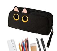 Genérico Estuche para lápices de gato: lindo diseño de animal, de papelería portátil, organizadora multifuncional, soporte para bolígrafo con cierre de cremallera, almacenamiento compacto de útiles